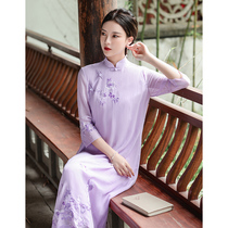 Cheongsam improved version of female summer temperament 2021 New Chinese style womens vintage embroidery antique daily dress