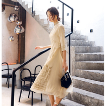 Cheongsam modified version dress female 2021 New Ao Dai Chinese style temperament long elegant noble vintage Women