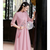Hanfu female Chinese style improved cheongsam female summer 2021 retro Republic of China style self-cultivation temperament ancient style dress female