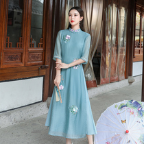 Cheongsam modified version dress female summer Chinese style 2021 new self-cultivation daily Ao Dai retro Republic of China style
