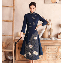 Autumn and winter cheongsam improved version dress 2021 New thick slim AUD embroidery retro Chinese style womens wear