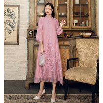 Improved version of cheongsam 2021 New loose version size daily retro heavy industry embroidery Chinese Tang dress