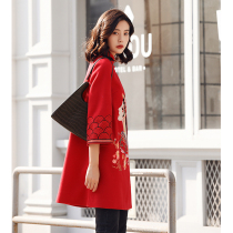 Winter Chinese New Year cheongsam womens autumn and winter clothes Chinese style retro thick warm Chinese womens improved dress