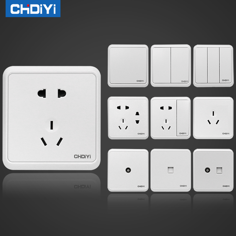 86 Wall Switch Socket Home 5 Five Holes 23 Inserted White Multifunction Socket Panel Concealed Socket Panel
