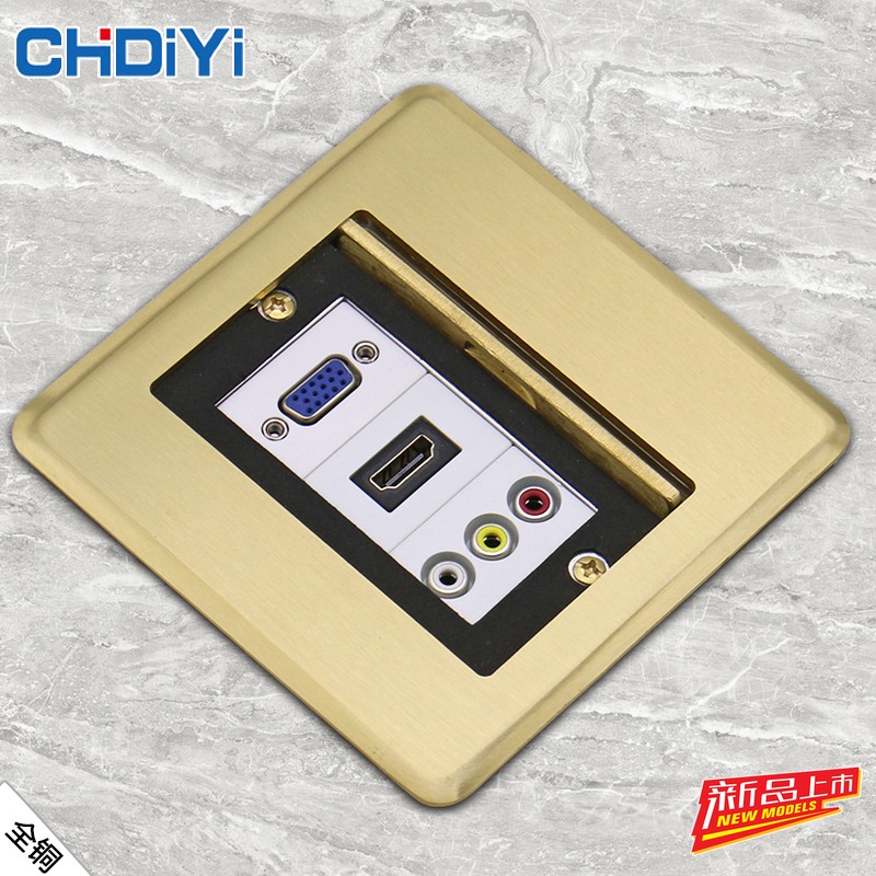 Multimedia Ground Socket Full Copper Waterproof Concealed Hdmi High-definition Vga Audio Microphone Hdml Line Floor Socket