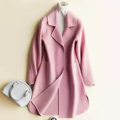 Autumn and winter New Anti-season age reduction double-sided cashmere coat women's long version of woolen coat slim little tweed
