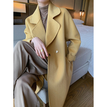 Loose Korean suit collar foreign style woolen coat 2020 Autumn and Winter new long double-sided cashmere coat women
