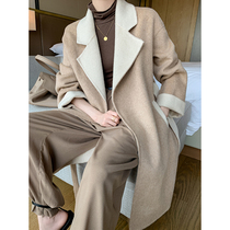Suit lapel AB double-sided cashmere coat womens autumn and winter New long loose Korean woolen coat