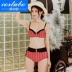 CORTUBO sling váy voan bikini ba mảnh áo tắm thép tấm ngực nhỏ lá sen che bụng cô gái nhiệt độ - Bikinis