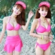 CORTUBO solid color retro eo cao che bụng mỏng thép hỗ trợ tập hợp váy xẻ ngực bikini ba mảnh nữ - Bikinis