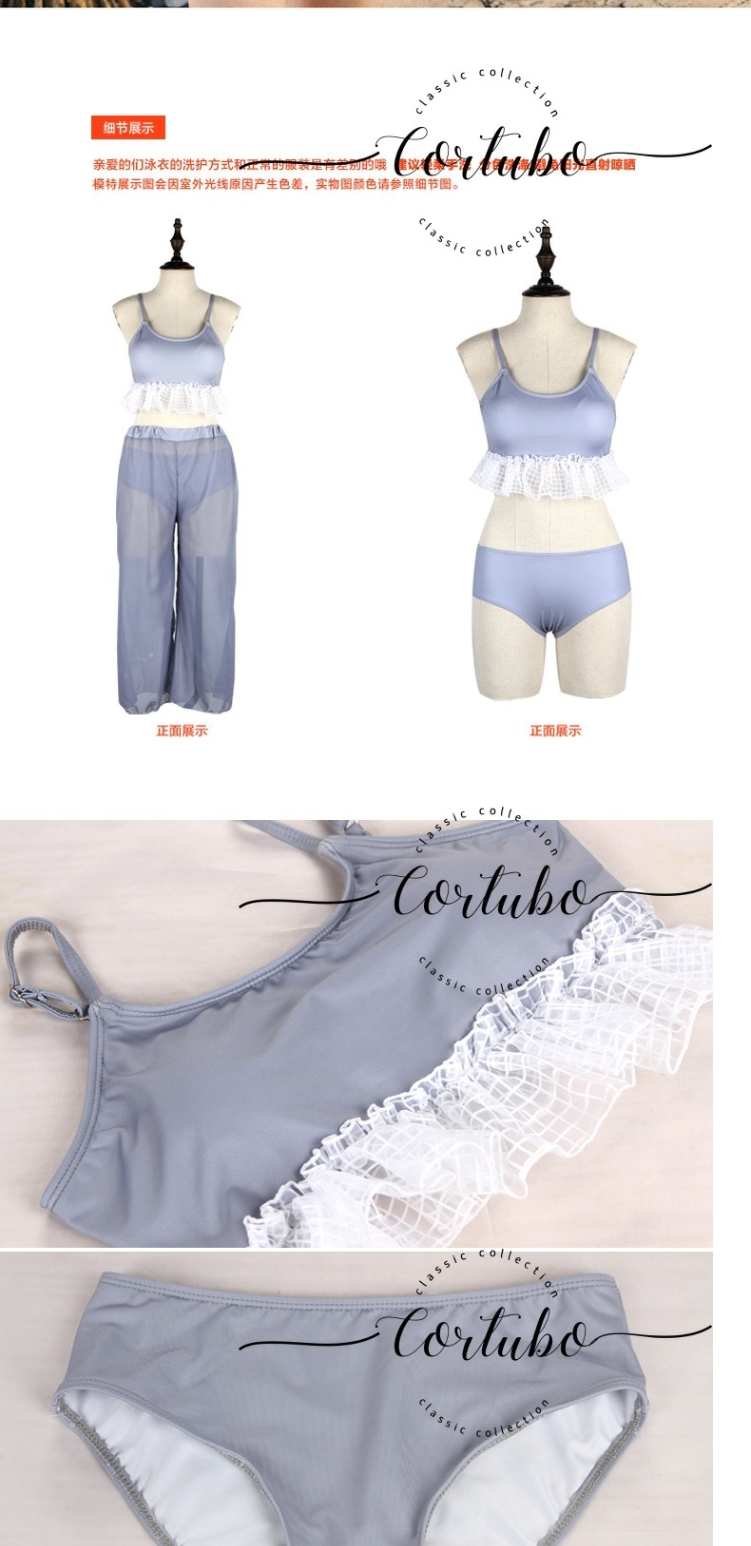 CORTUBO áo tắm nữ chia góc phẳng bảo thủ Hàn Quốc gợi cảm bikini ngực nhỏ ba mảnh nóng xuân du lịch mỏng - Bikinis áo tắm biển đẹp