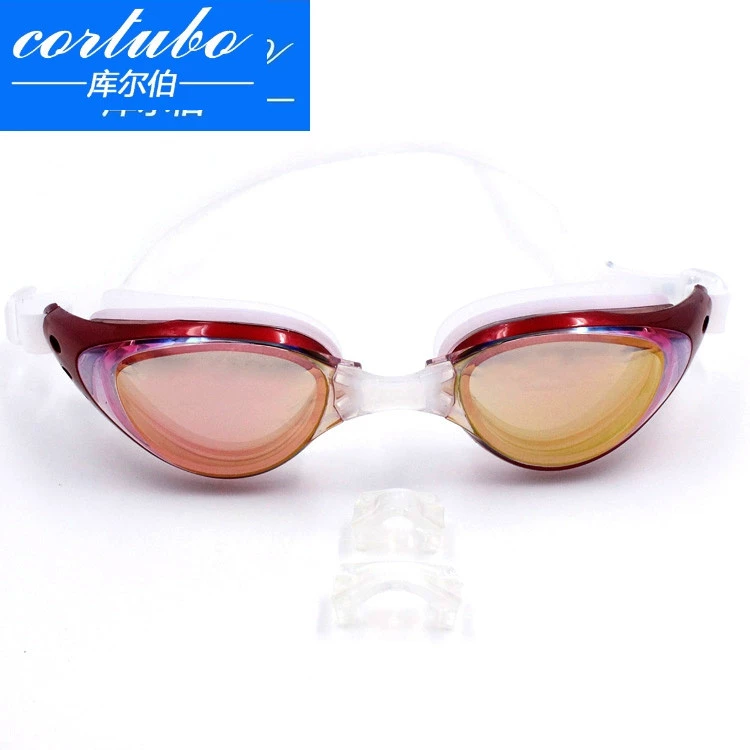 CORTUBO dòng kính bơi chuyên nghiệp chống nước unisex màu đen chống sương mù màu cam đen - Goggles