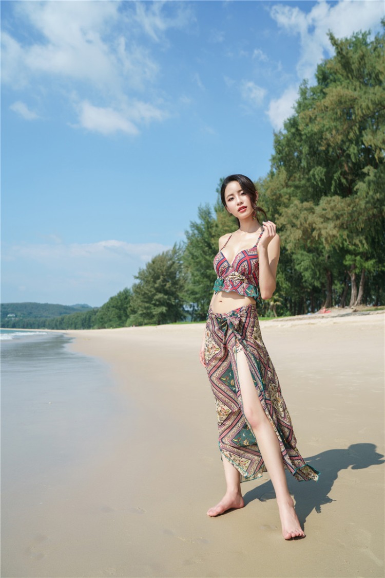 CORTUBO chia tay boxer áo tắm bikini ba vòng thép tập hợp che bụng mảnh mai áo tắm nhỏ thơm - Bikinis đồ bơi bikini