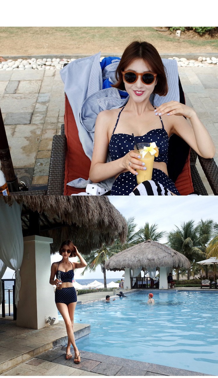 CORTUBO suối nước nóng lưới cao eo retro bikini bikini nhỏ ngực áo tắm như hình - Bikinis đồ bơi đi biển