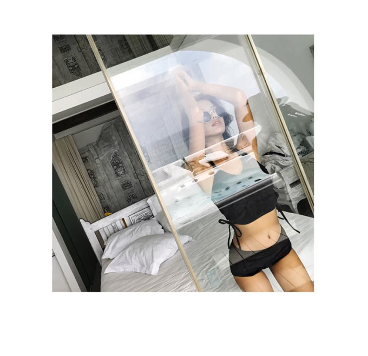 CORTUBO Bikini Tấm thép của phụ nữ Thu thập eo cao Bao phủ suối nước nóng Hàn Quốc Hương thơm nhỏ chia 3 - Bikinis bộ đồ bơi dài tay