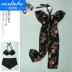 CORTUBO Bikini Light Luxury Thương hiệu Đồ bơi Đồ bơi Phụ nữ che bụng mỏng Bảo tồn Bikini Ba mảnh Đen - Bikinis áo tắm kín đáo Bikinis