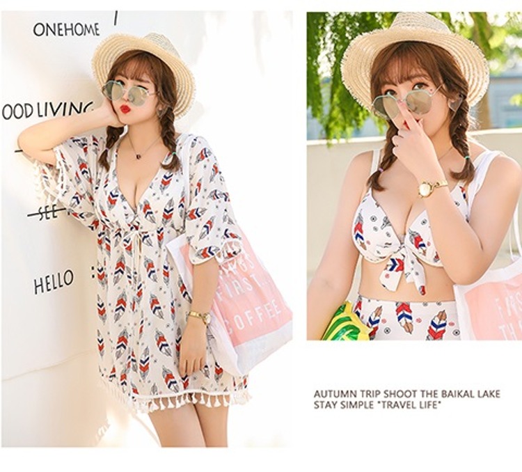 CORTUBO bikini cỡ lớn áo tắm nữ béo m áo tắm nữ ba mảnh che bụng đã mỏng 20 kg áo béo chị lớn - Bikinis áo tắm cao cấp