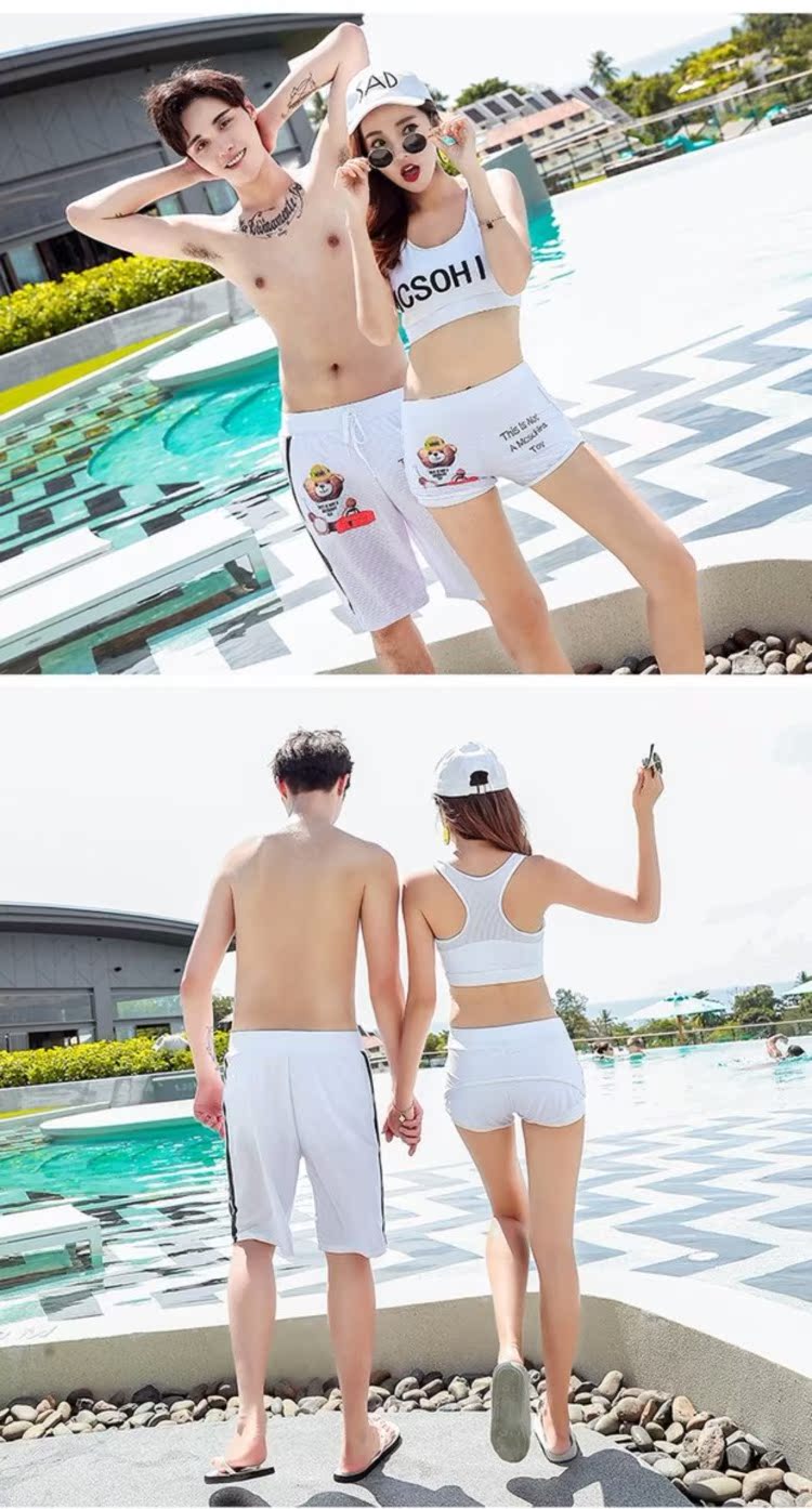 CORTUBO áo tắm lớn Hàn Quốc 2018 mới bảo thủ quần boxer áo tắm mùa xuân nóng đôi quần nữ - Vài đồ bơi đồ đôi mặc đi biển	