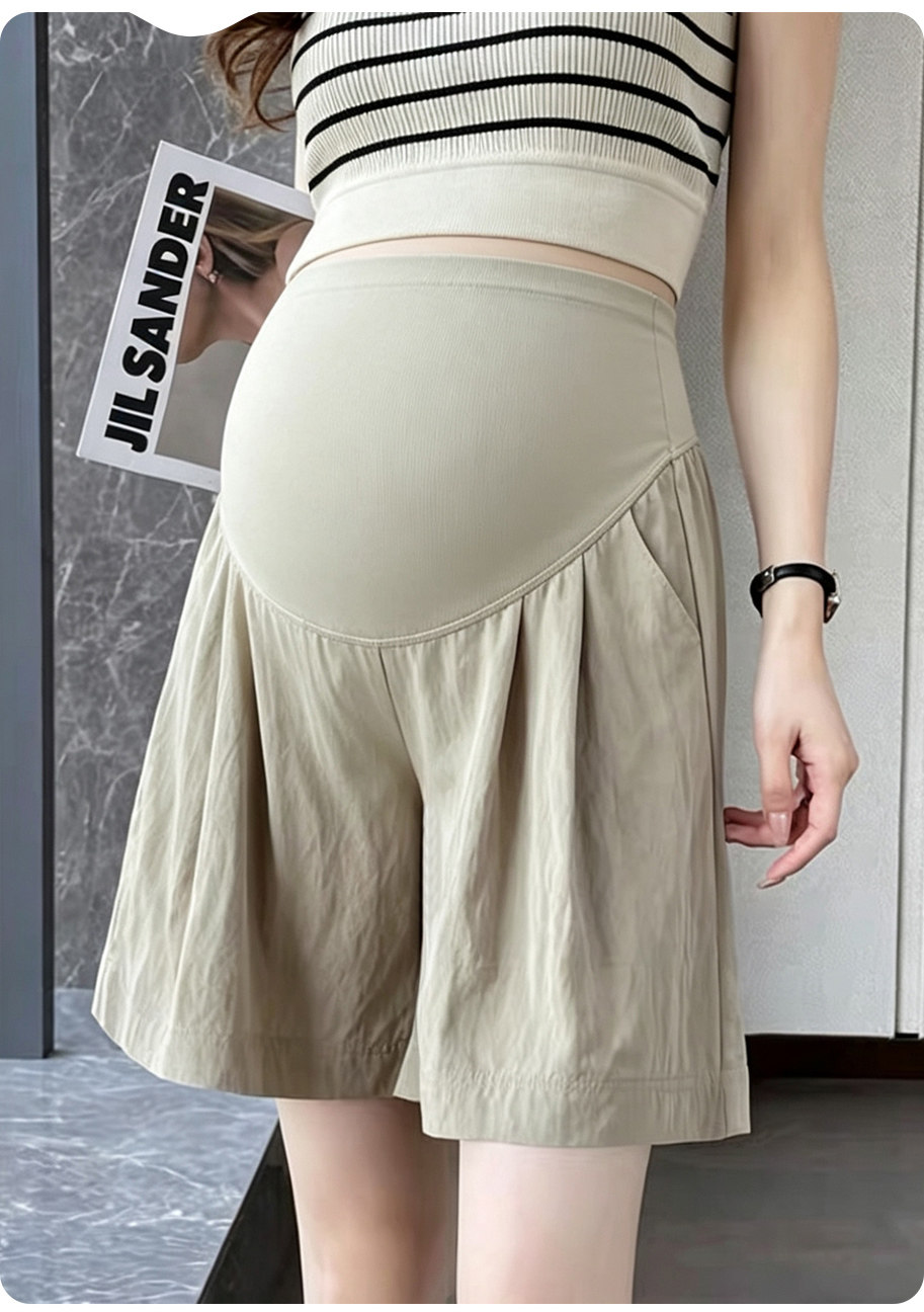 Maternity Shorts for Summer, Thin Style, Wide-Leg Pants, High-Waisted, Belly-Supporting, Loose and Comfortable, Not Tight on the Stomach — 19