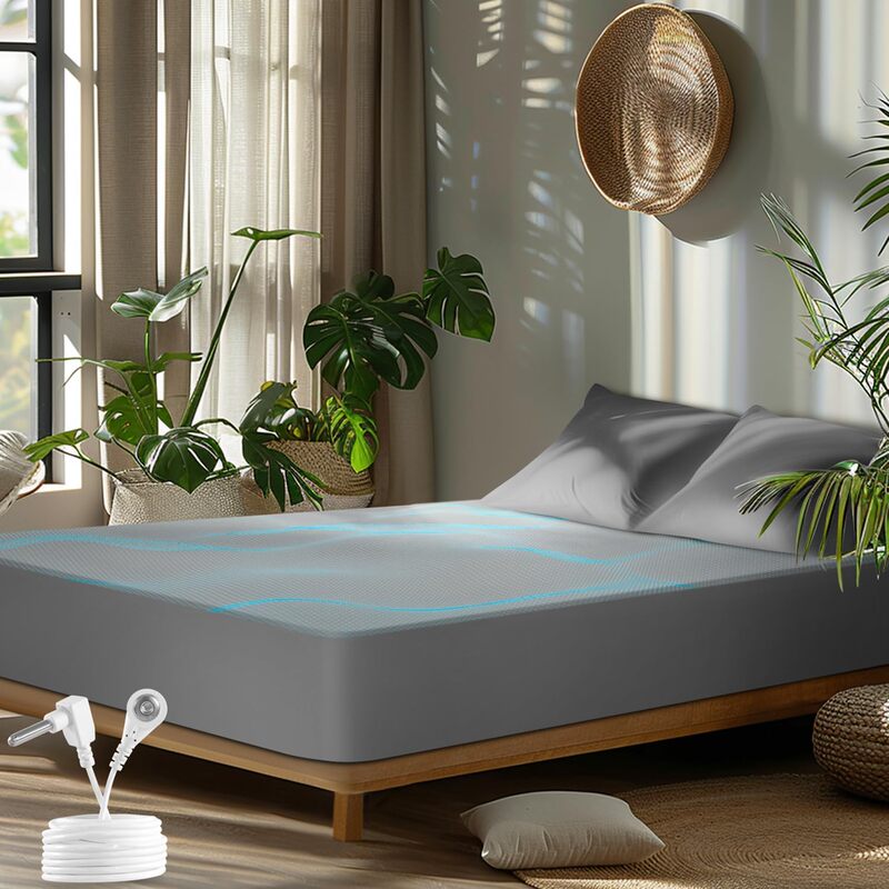 Grounding Fitted Sheet, Silver Fiber Grounding Bed Sheet, Improves Sleep, Gray National Standard Fitted Sheet