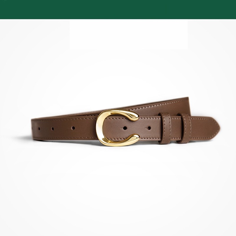 High-end women's belt genuine leather all-match decorative suit belt fashion simple net red brown ins wind trouser belt