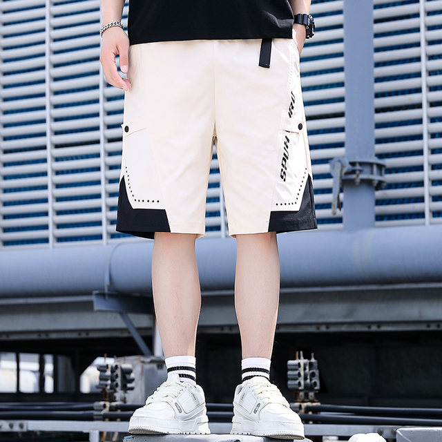 Ice Silk Shorts for Men, Summer Straight-Leg Loose Quick-Dry Casual Pants, Youth American Style Trendy Brand Sports Five-Point Pants