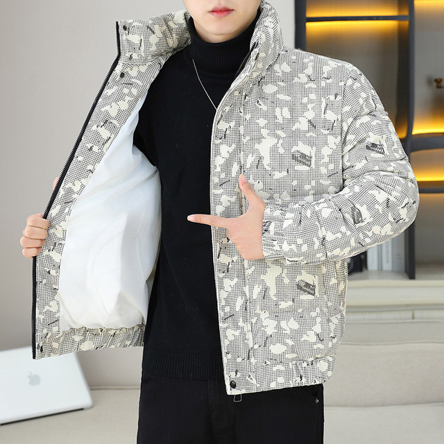 Winter Cotton Jacket for Men with Stand Collar, New Style Workwear Cotton Coat, Loose Fit, Trendy, Thickened, Warm, High-End down Cotton Clothing