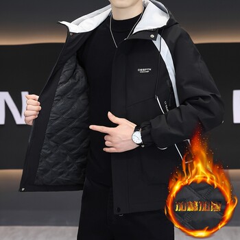 2025 Autumn/Winter New Men's Double-Layer Cotton Jacket Trendy Brand Stylish Hooded Workwear Jacket Cotton Coat Warm Thickened Windbreaker