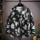 Autumn men's jacket loose and handsome ethnic style print 2025 new trendy brand versatile casual lapel top jacket