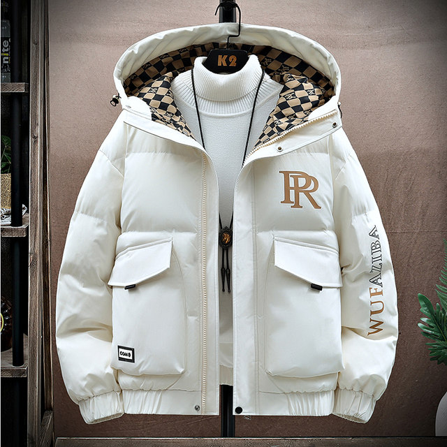 Winter cotton coat men's hooded thickened loose trendy youth down cotton coat trendy brand workwear cotton jacket warm jacket