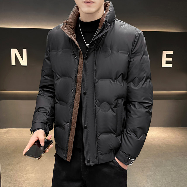 Down jacket men's 2025 winter new trendy brand handsome high-end stand-up collar jacket white duck down warm and versatile clothing