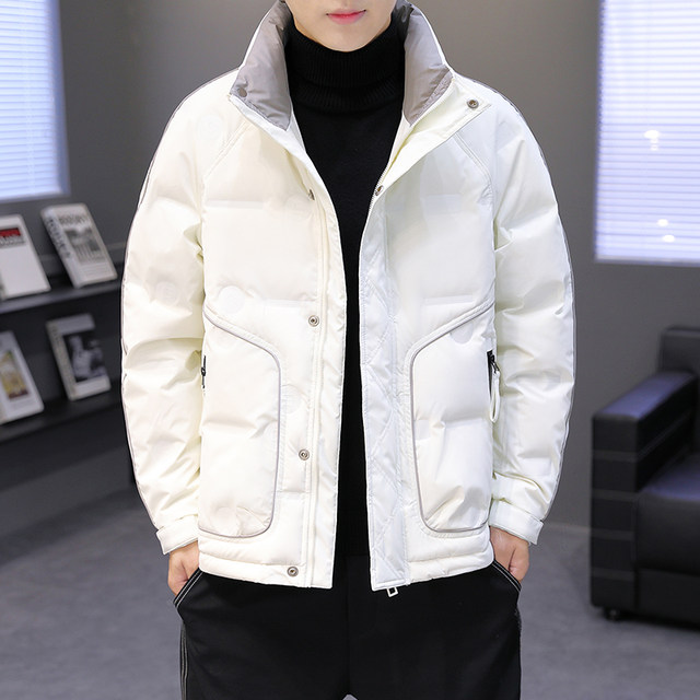 Down jacket 2025 new men's winter trendy brand trend coat short thickened white duck down stand collar top clothes