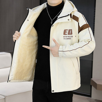 Autumn and Winter New Style Fleece-Lined Thickened Hooded Work Jacket Men's Casual Windbreaker Youth Winter Cotton Coat