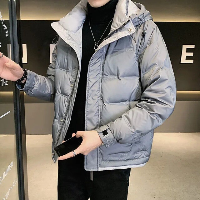 Men's down Jacket New Model 2026 Winter Trendy Brand Stylish Thickened Warm Coat with Hood Youth White Duck down Cold-Proof Clothing