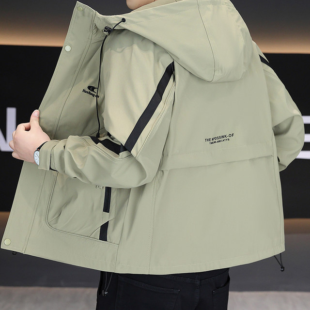 Men's Jacket for Spring and Autumn 2026 New Style Hooded Workwear Jacket Loose Casual Trendy Brand High-End Men's Clothing