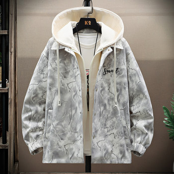 Fake Two-Piece Hooded Jacket for Men, Spring and Autumn 2026 New Tie-Dye Printed Jacket, Trendy Casual Top for Teenagers