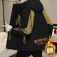 Plush jacket men's winter hooded thickened warm work jacket teenagers trendy casual contrast color parka cotton jacket