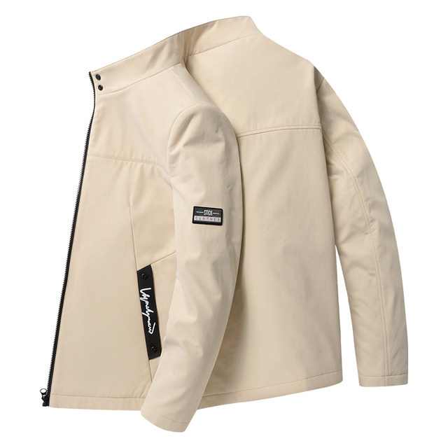 Men's Jacket Autumn and Winter 22 New Style Stand Collar Korean Version Trendy Slim Fit Handsome Fleece-Lined Thickened Workwear Casual Jacket