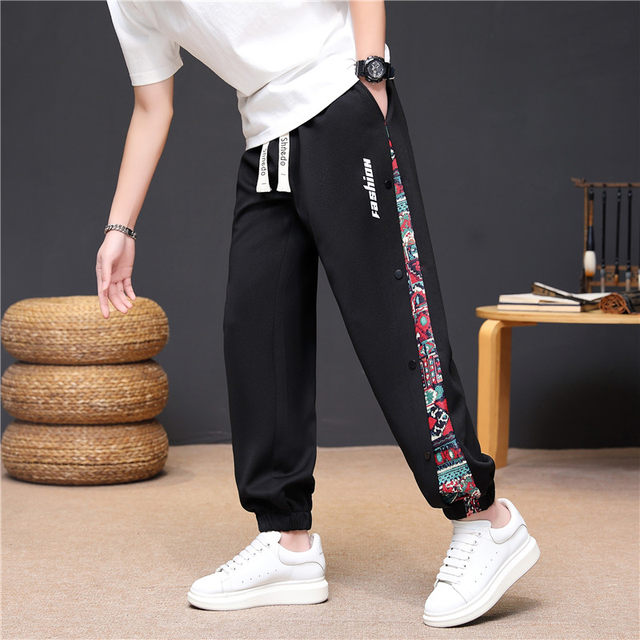New Chinese Style Men's Pants Summer Loose Large Size Men's Pants Wide-Leg Jogger Sweatpants Sports Casual Long Pants Men