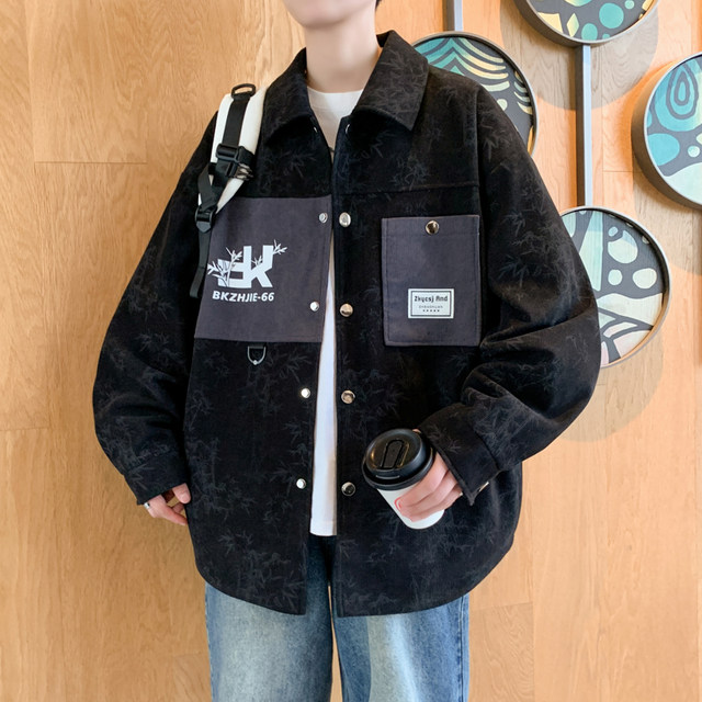 Men's Spring and Autumn Jacket Trendy Brand 2026 New Slim Fit Lapel Printed Men's Short Jacket Stylish Jacket