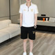 European High-End Men's Two-Piece Summer Outfit Trendy Casual Stand-Up Collar Embroidered Short-Sleeve Shorts Set Men's T-Shirt