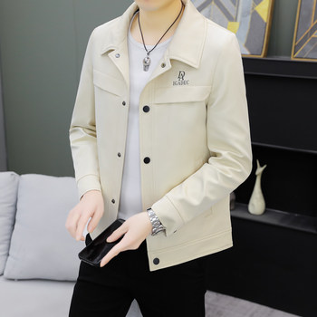 Youthful Solid Color Stylish Lapel Work Jacket Spring Men's Korean Style Trendy Casual Coat Fashionable High-End Top