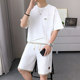 Waffle sports suit men's summer thin round neck short-sleeved T-shirt handsome shorts trend matching two-piece set