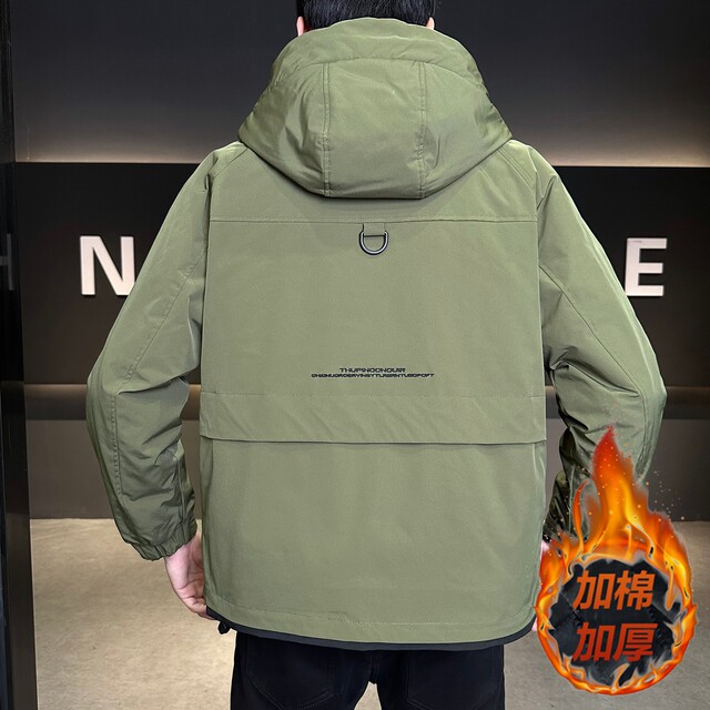 Hooded Cotton Youth Jacket Winter Men's Casual High-End Trendy Thickened Workwear Cotton Fashion Coat