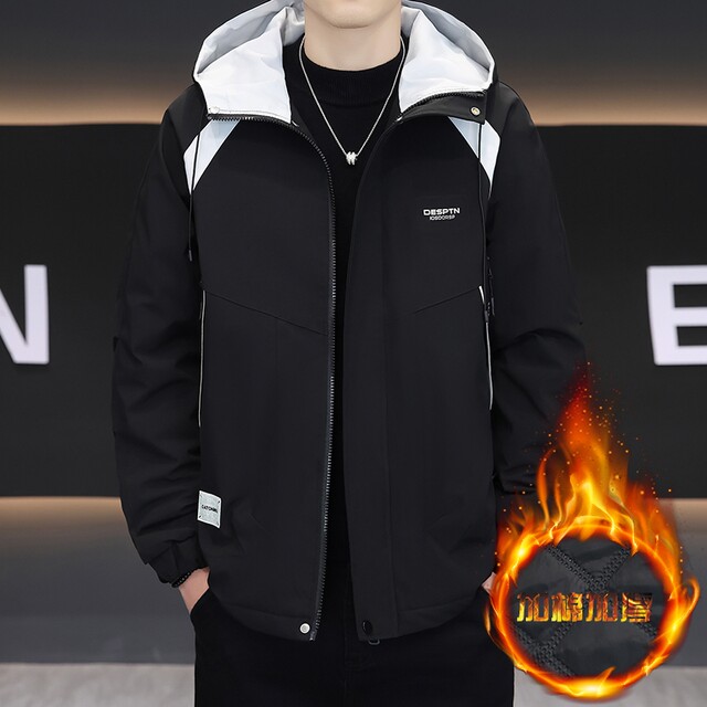 2025 autumn and winter new style two-cotton jacket men's trendy brand handsome hooded work jacket cotton jacket warm thickened jacket