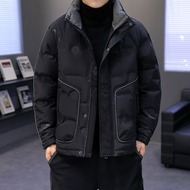 Thickened warm hooded short trendy brand jacket 2025 men's winter new white duck down Korean style versatile down jacket