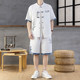 Chinese Style Short-Sleeved Shirt Men's Summer Suit Ice Silk Thin New Chinese Style Short-Sleeved T-Shirt Shirt-Style Two-Piece Set