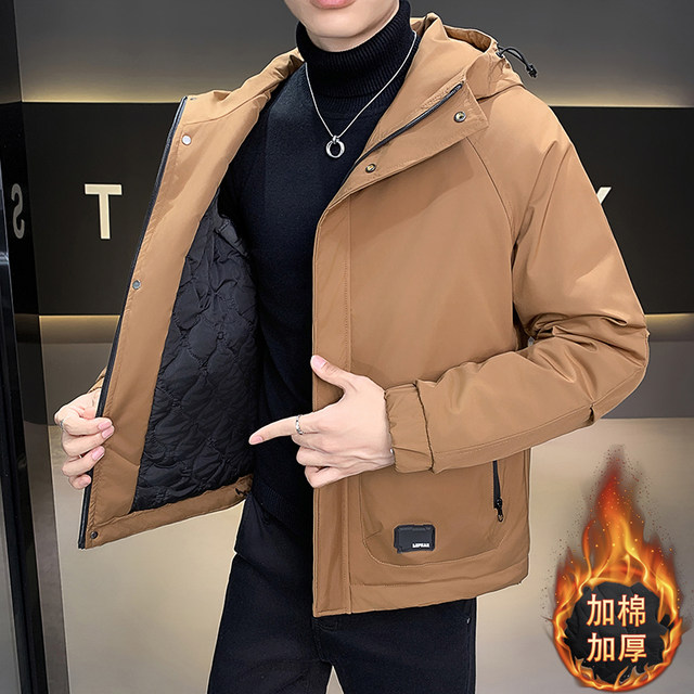 Men's Softshell Jacket, Double-Layered Cotton, Autumn and Winter 2025 New Trendy Style, Thickened with Extra Cotton, Winter Hooded Workwear Jacket