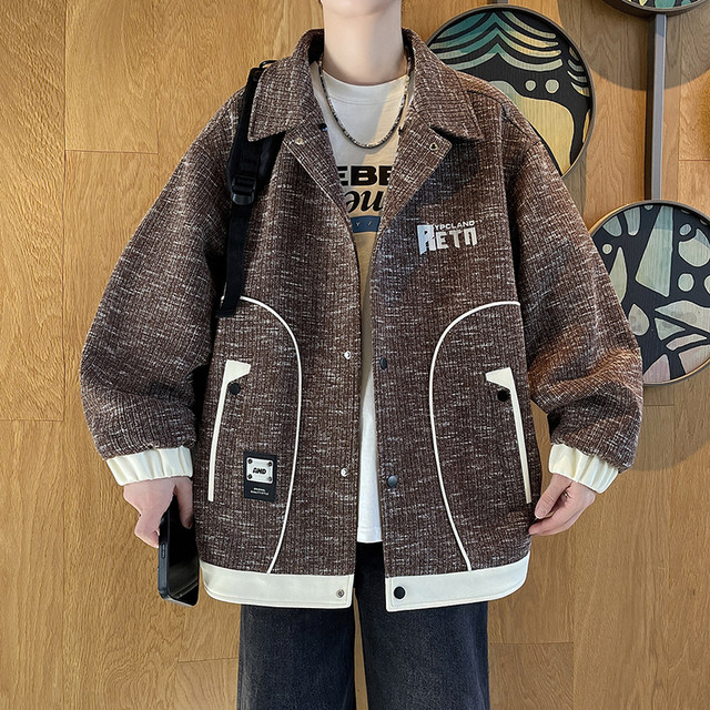 Teenagers' Detachable Hooded Jacket Men's Spring Fashion Trendy Loose Casual Outerwear Student American-Style Stylish Top