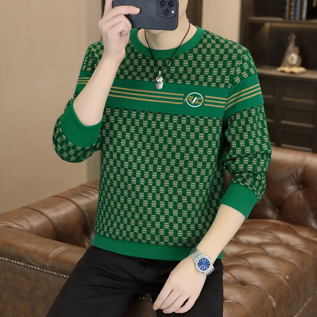 Men's Sweatshirt 2026 Autumn New Style Youth Trendy Brand European Version Long-Sleeve T-Shirt Base Shirt Round Neck Fashion Pullover Top